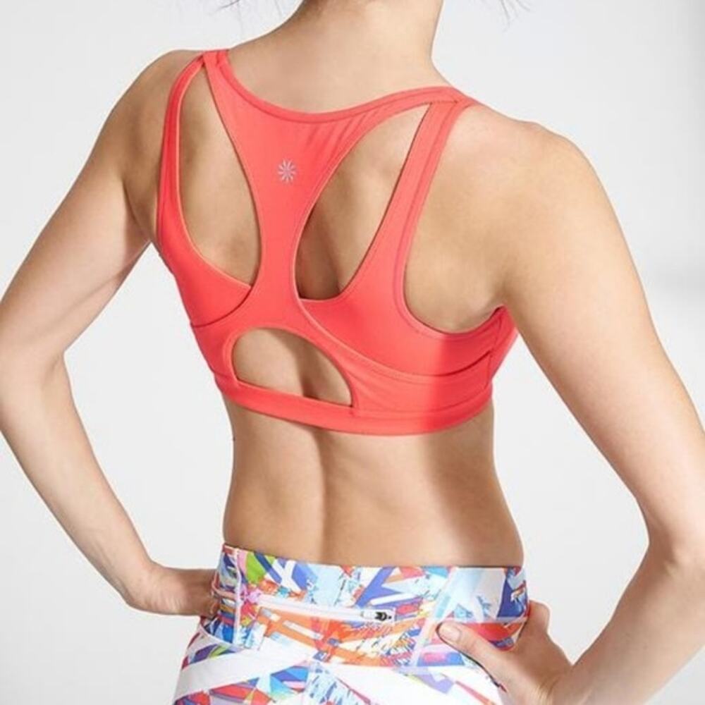 Athleta Triple Dare Sports Bra Red It Neon Women's Size XS Activewear Athletic - Picture 1 of 10